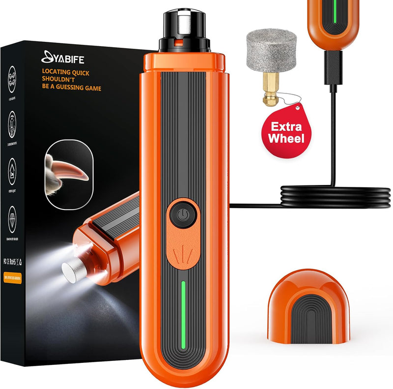4-Lights Dog Nail Grinder, Easy Quick Locate Dog Nail Trimmers, for Puppy Paw Toenails or Pets from Small, Medium to Large, with Travel Lock, Whisper Quiet, Heavy Duty 3 Speeds