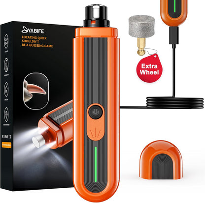 4-Lights Dog Nail Grinder, Easy Quick Locate Dog Nail Trimmers, for Puppy Paw Toenails or Pets from Small, Medium to Large, with Travel Lock, Whisper Quiet, Heavy Duty 3 Speeds